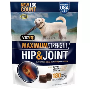 VETIQ Maximum Strength Hip & Joint Soft Dog Chews, Chicken Flavored