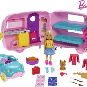 Barbie Toys, Camper Playset with Chelsea Doll and Accessories Including Puppy, Car, Camper and More​​​