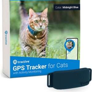 Tractive Waterproof GPS Cat Tracker - Location & Activity, Unlimited Range & Works with Any Collar (Dark Blue) (TRAMINDB)