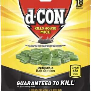 d-CON Refillable Corner Fit Mouse Bait Station, 1 Trap + 18 Bait Refills