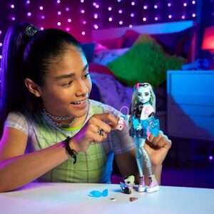 Monster High Doll, Frankie Stein with Accessories and Pet, Posable Fashion Doll with Blue and Black Streaked Hair​​​