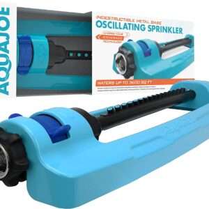 Aqua Joe SJI-OMS16 Indestructible Metal Base Oscillating Sprinkler with Adjustable Spray, 3600-Square Foot Coverage