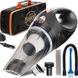 ThisWorx Car Vacuum - Handheld Portable Cleaner - High Power, Hand Held Mini Vacuums w/ 3 Attachments, 16ft Cord, & Bag - Auto Accessories - Aspirateur Voiture