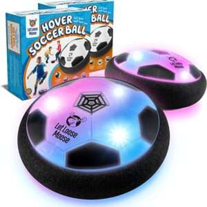 LLMoose Hover Soccer Ball - Set of 2 LED Hover Ball Toys w/ Foam Bumpers - Light Up Indoor Soccer Ball for Rainy Days or Outdoor Play - Soccer Stuff for Boys and Girls - Gifts for Toddlers and Kids