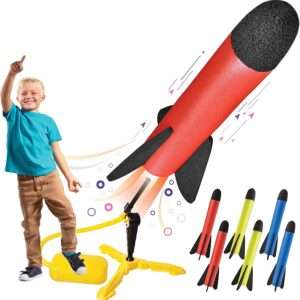 Toy Rocket Launcher for kids – Shoots Up to 100 Feet – 8 Colorful Foam Rockets and Sturdy Launcher Stand, Stomp Launch Pad - Fun Outdoor Toy for Kids - Gifts Toys for Boys and Girls Age 3+ Years Old
