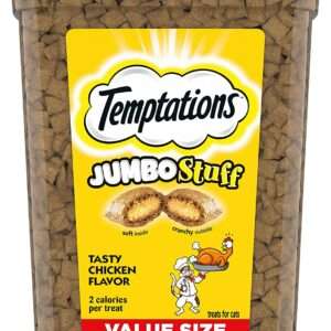 TEMPTATIONS Jumbo Stuff Cat Treats, Tasty Chicken, Multiple Sizes, Large Cat Treats
