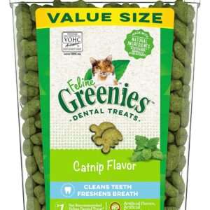FELINE GREENIES Natural Dental Care Cat Treats, Catnip Flavor, All bag sizes